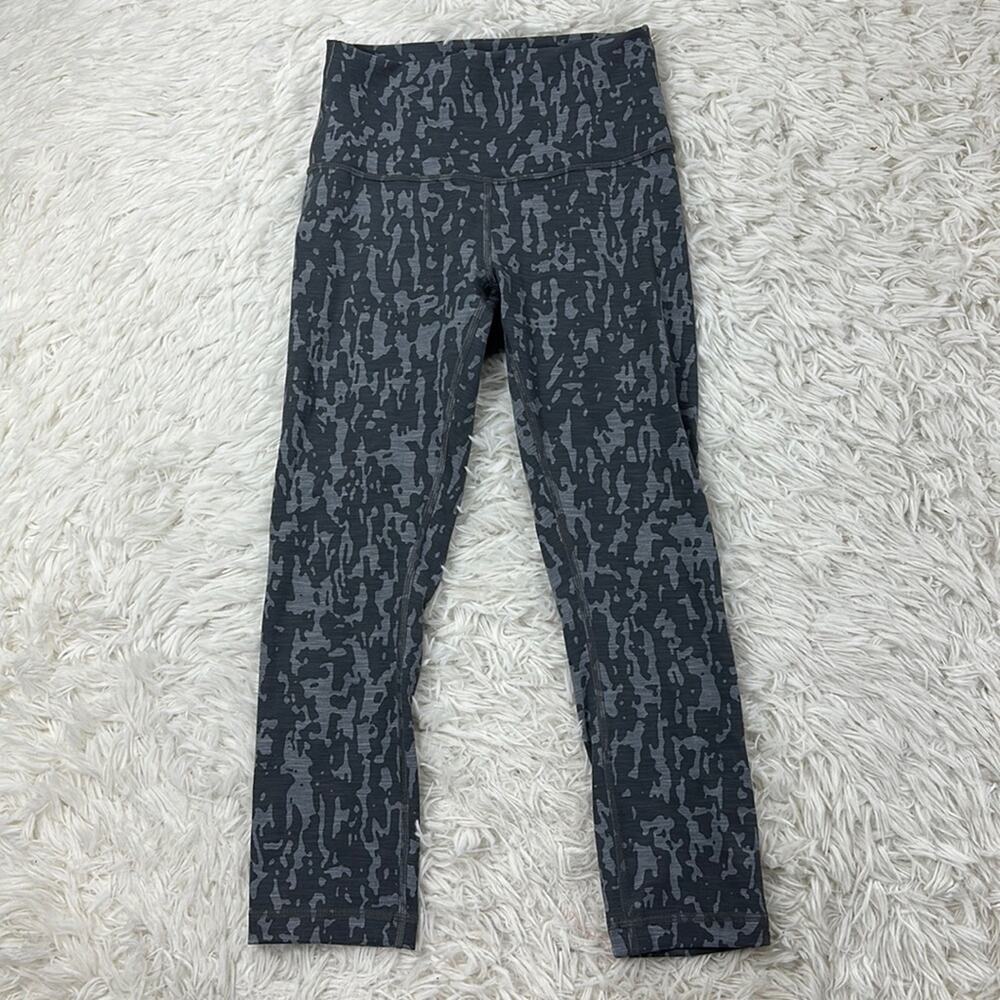 Lululemon Wunder Train High-Rise Crop 21" *Print Heathered PU Black Asphalt Grey